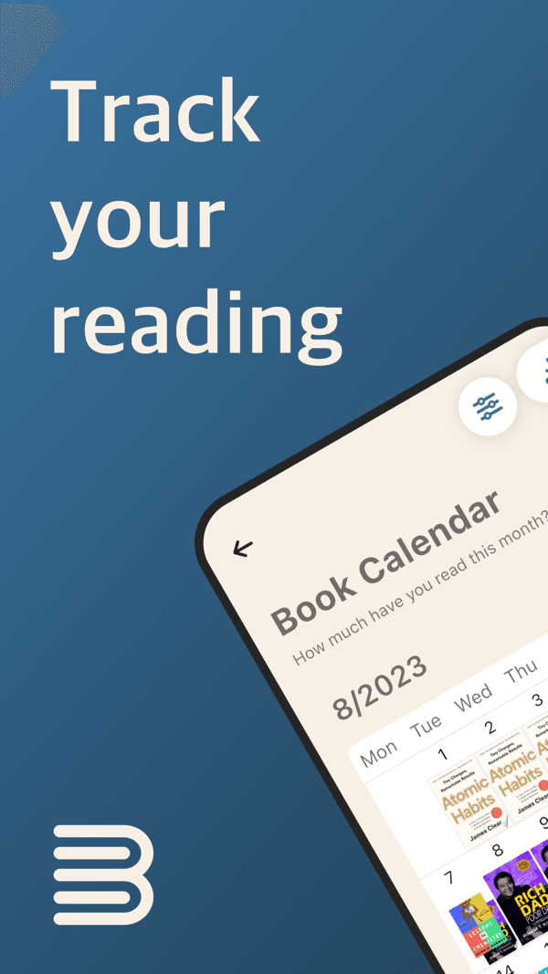 Bookmory app Book Calendar view showing a month of reading