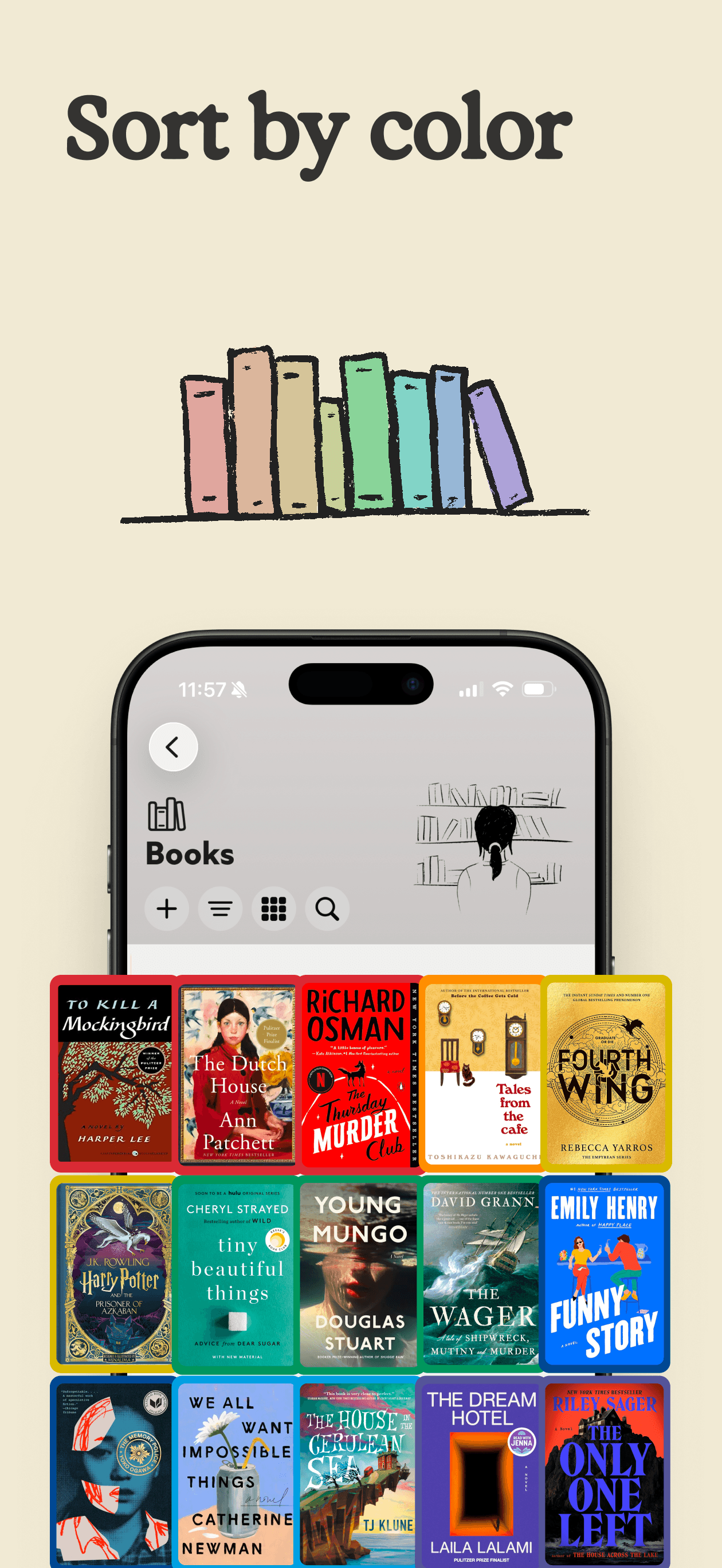 Margins app library sorted by cover colour
