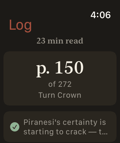 Logging pages read on Apple Watch